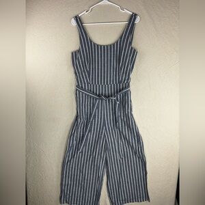 VERO MODA Dotti Stripe Chambray Crop Jumpsuit Size Medium